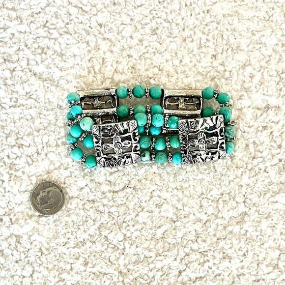 turquoise & silver elasticize bracelet - Picture 15 of 17